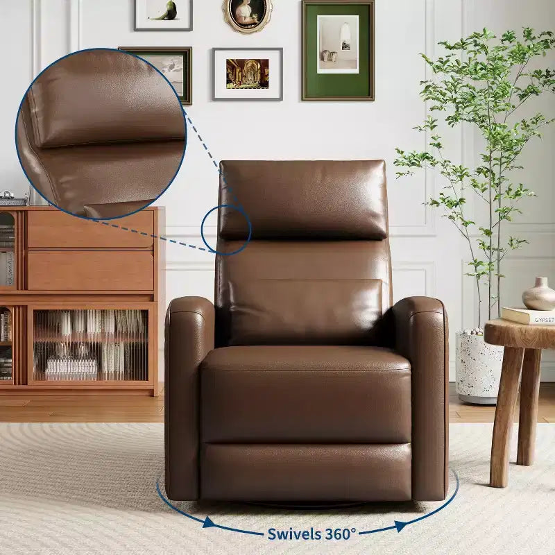 Poltrona reclinabile manuale, sedia reclinabile girevole a 360° con funzione dondolo, poltrona divano imbottita in morbida similpelle con schienale ergonomico per adulti