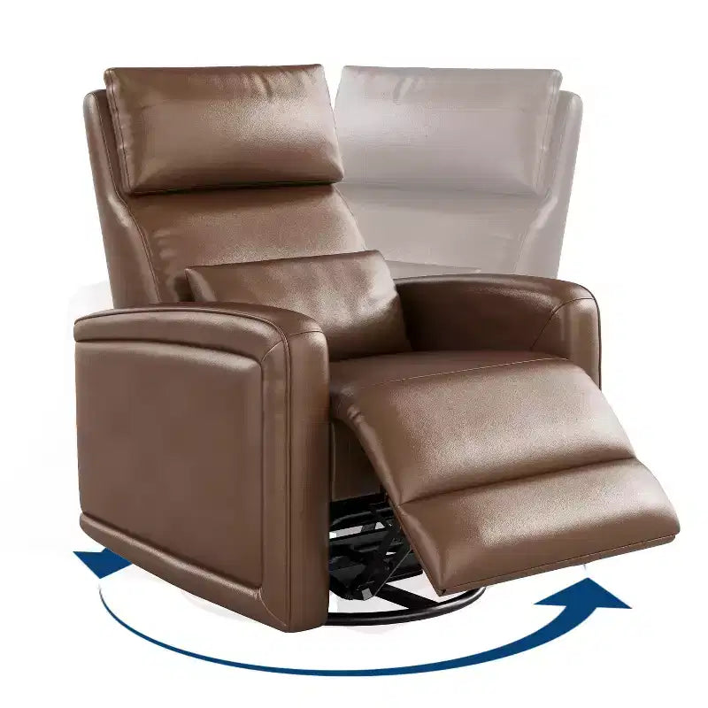 Poltrona reclinabile manuale, sedia reclinabile girevole a 360° con funzione dondolo, poltrona divano imbottita in morbida similpelle con schienale ergonomico per adulti