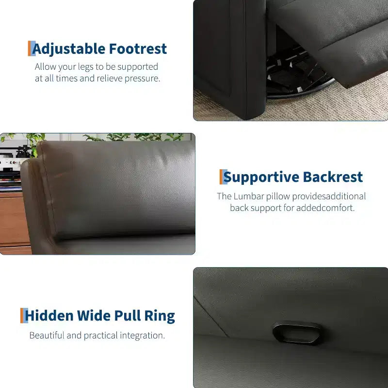 Poltrona reclinabile manuale, sedia reclinabile girevole a 360° con funzione dondolo, poltrona divano imbottita in morbida similpelle con schienale ergonomico per adulti