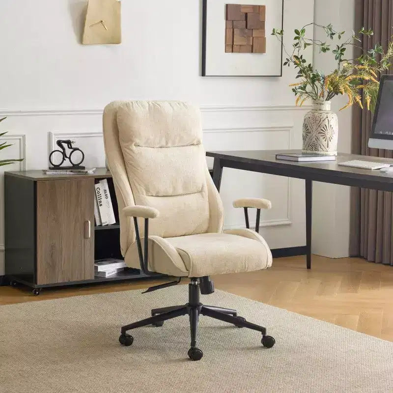 Sedia girevole Karl Home nera in PU con schienale alto regolabile per interni