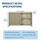 Buffet credenza da 55", mobile per bar con scanalature, con ante, ripiani regolabili e mobile TV per soggiorno, cucina, ingresso