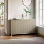 Buffet credenza da 55", mobile per bar con scanalature, con ante, ripiani regolabili e mobile TV per soggiorno, cucina, ingresso