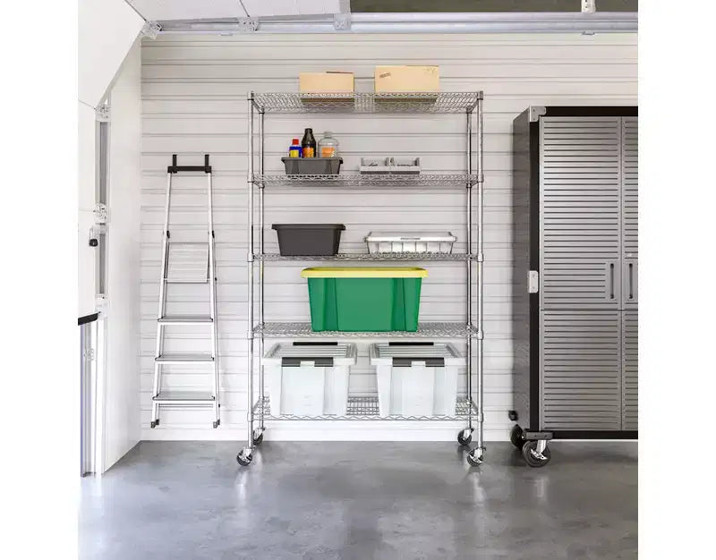 Scaffalatura in filo d'acciaio UltraDurable a 5 ripiani da 48 x 18 di Seville Classics