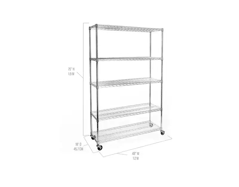 Scaffalatura in filo d'acciaio UltraDurable a 5 ripiani da 48 x 18 di Seville Classics