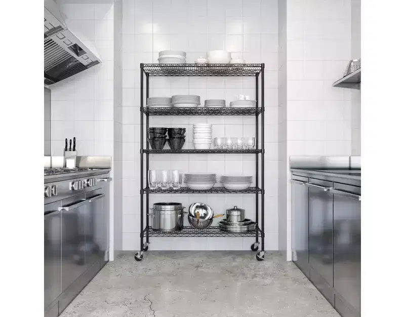 Scaffalatura in filo d'acciaio UltraDurable a 5 ripiani da 48 x 18 di Seville Classics