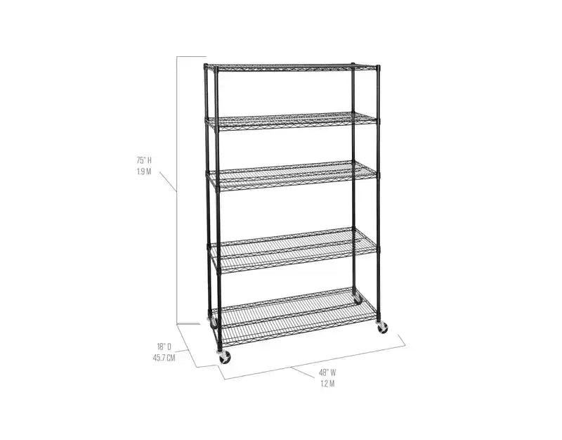 Scaffalatura in filo d'acciaio UltraDurable a 5 ripiani da 48 x 18 di Seville Classics
