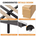 Struttura letto matrimoniale Queen Size imbottita con cassetti contenitore, base materasso con solide doghe in legno, nessun bisogno di rete a molle