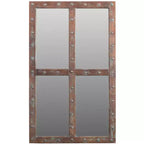 HomeRoots 60 Wood Brown Rustic Solid Wood Window Pane Framed Accent Mirror