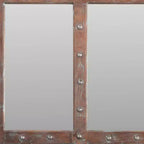 HomeRoots 60 specchio decorativo con cornice a vetri in legno massello rustico marrone