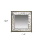 HomeRoots 15 Specchio accentato con cornice quadrata anticata color damasco, marrone