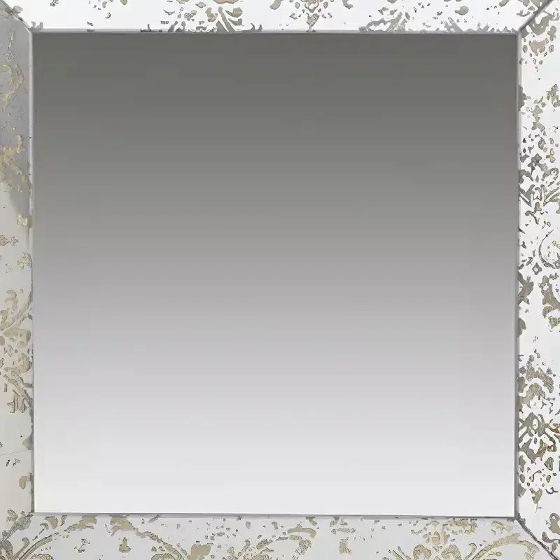 HomeRoots 15 Specchio accentato con cornice quadrata anticata color damasco, marrone