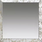 HomeRoots 15 Specchio accentato con cornice quadrata anticata color damasco, marrone
