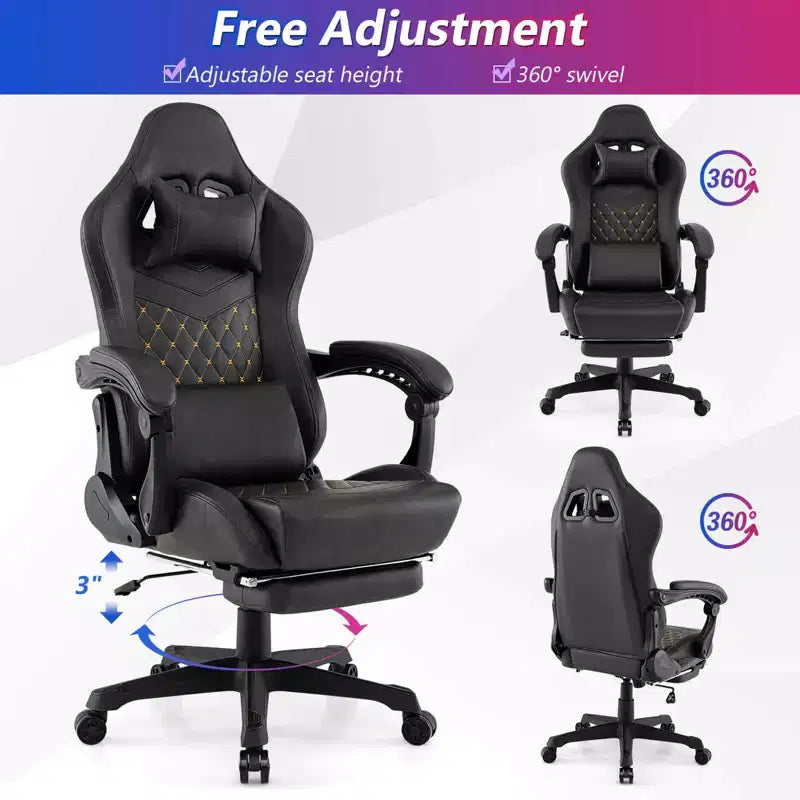 Sedia da Gaming Costway con Poggiapiedi, Sedia Ergonomica da Gaming per Computer con Poggiatesta