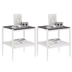 Set di 2 tavolini rettangolari, piano in vetro temperato con strato in MDF, tavolo moderno per soggiorno, vetro grigio