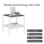 Set di 2 tavolini rettangolari, piano in vetro temperato con strato in MDF, tavolo moderno per soggiorno, vetro grigio