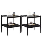 Set di 2 tavolini rettangolari, piano in vetro temperato con strato in MDF, tavolo moderno per soggiorno, vetro grigio