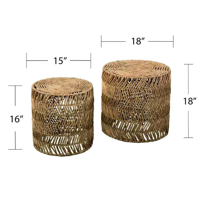 Tavolini impilabili Davari in giacinto d'acqua - set da 2 pezzi - naturale - SEI
