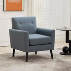 Poltrona Mid-Century, Poltrona Moderna in Tessuto, Comode Poltrone da Lettura Imbottite per Camera da Letto, Poltrona Singola con Gambe in Legno