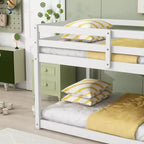 Letto a soppalco singolo Okak Rubber Wood, letto a castello a basso profilo con scaletta larga e doghe rinforzate, letto a soppalco multifunzionale per bambini e ragazzi