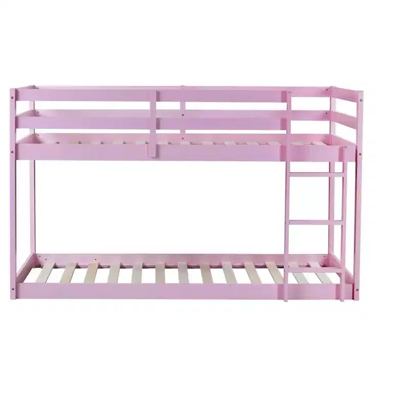 Letto a soppalco singolo Okak Rubber Wood, letto a castello a basso profilo con scaletta larga e doghe rinforzate, letto a soppalco multifunzionale per bambini e ragazzi