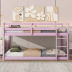 Letto a soppalco singolo Okak Rubber Wood, letto a castello a basso profilo con scaletta larga e doghe rinforzate, letto a soppalco multifunzionale per bambini e ragazzi