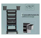 Carrello da salone, carrello portaoggetti, carrello portaoggetti per attrezzature da parrucchiere, supporto per asciugacapelli, 6 vassoi portaoggetti extra e strumento a combinazione libera, 1 supporto