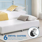 Divano letto con rotelle, Divano letto in metallo di dimensioni doppie, Letto a rotelle singolo con piattaforma a doghe in acciaio resistente per soggiorno, camera da letto e camera degli ospiti