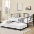 Daybed with Trundle, Metal Twin Size Day Bed, Trundle Bed Twin with Heavy Duty Steel Slats Platform for Living Room, Bedroom and Guest Room