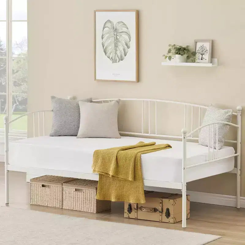 Divano letto con rotelle, Divano letto in metallo di dimensioni doppie, Letto a rotelle singolo con piattaforma a doghe in acciaio resistente per soggiorno, camera da letto e camera degli ospiti