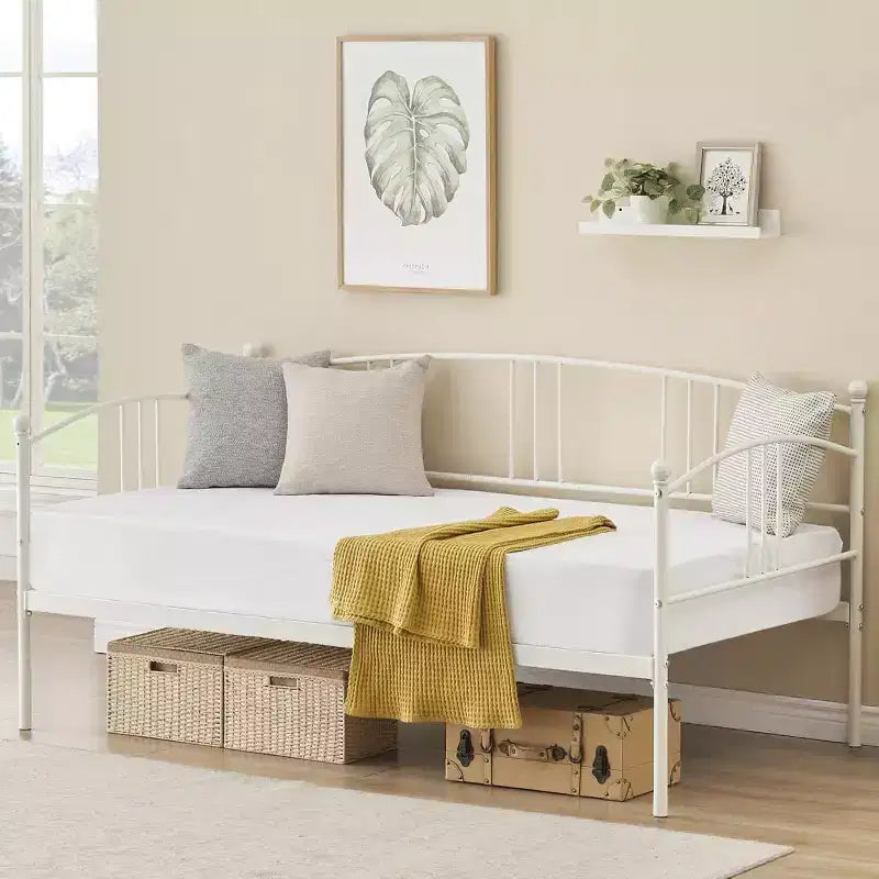 Divano letto con rotelle, Divano letto in metallo di dimensioni doppie, Letto a rotelle singolo con piattaforma a doghe in acciaio resistente per soggiorno, camera da letto e camera degli ospiti
