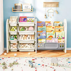 Organizzatore porta giocattoli con libreria a 4 livelli e 8 contenitori, mobile scaffale per libri per bambini in HDPE per sala giochi, camera da letto, cameretta, autoportante