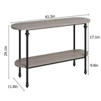 Tavolo da Ingresso, Consolle da 110 cm con Contenitore, Tavolo da Divano a 2 Livelli con Struttura in Metallo e MDF, Tavolino Dietro il Divano per Soggiorno, Corridoio - Grigio