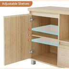 Mobile TV in Rattan e Rovere da 160 cm per TV fino a 70 pollici, Porta TV Moderno con Cassetti e Ripiani Aperti, Consolle Multimediale per Soggiorno o Camera da Leteetto