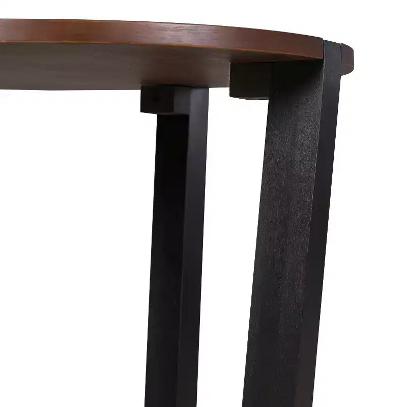 TAVOLINO LATERALE IN LEGNO MASSELLO DI ACACIA, COLORE MARRONE E NERO