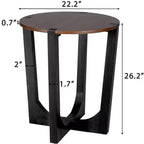 TAVOLINO LATERALE IN LEGNO MASSELLO DI ACACIA, COLORE MARRONE E NERO