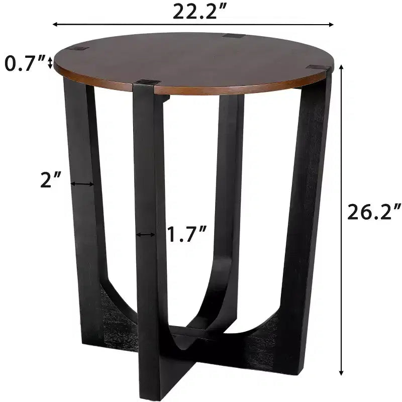 TAVOLINO LATERALE IN LEGNO MASSELLO DI ACACIA, COLORE MARRONE E NERO