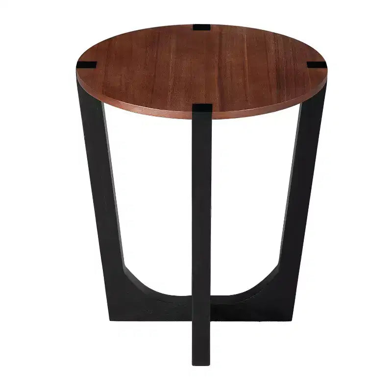 TAVOLINO LATERALE IN LEGNO MASSELLO DI ACACIA, COLORE MARRONE E NERO