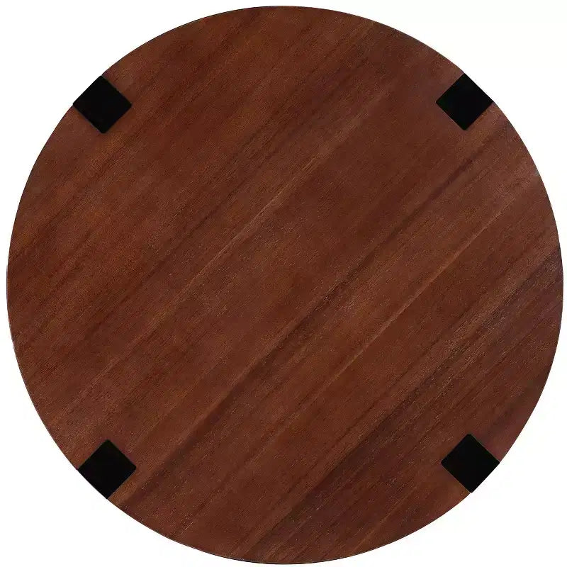 TAVOLINO LATERALE IN LEGNO MASSELLO DI ACACIA, COLORE MARRONE E NERO