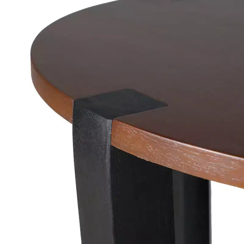 TAVOLINO LATERALE IN LEGNO MASSELLO DI ACACIA, COLORE MARRONE E NERO