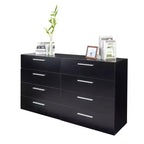 Cassettiera Karl a 8 cassetti, in truciolato nero, larga 140 cm