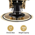 Poltrona da Barbiere Karl Home Nera con Oro in Stile Vintage, Reclinabile, Idraulica, Ultra Resistente