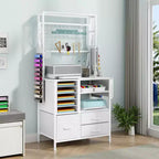 ELECWISH Organizer Artigianale Compatibile con Macchine Cricut, Tavolo Artigianale con Funzione Pieghevole Grande Tavolo Artigianale con Cassetti e Supporti