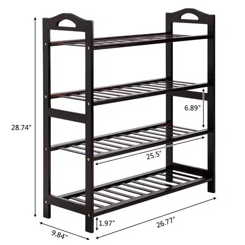 Karl Home Scarpiera a 4 Ripiani in bambù, 68 cm L