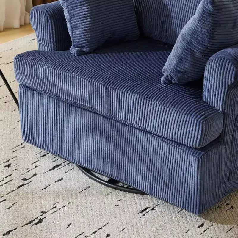 Poltrona accent girevole a barilotto Karl Home in velluto a coste beige per soggiorno
