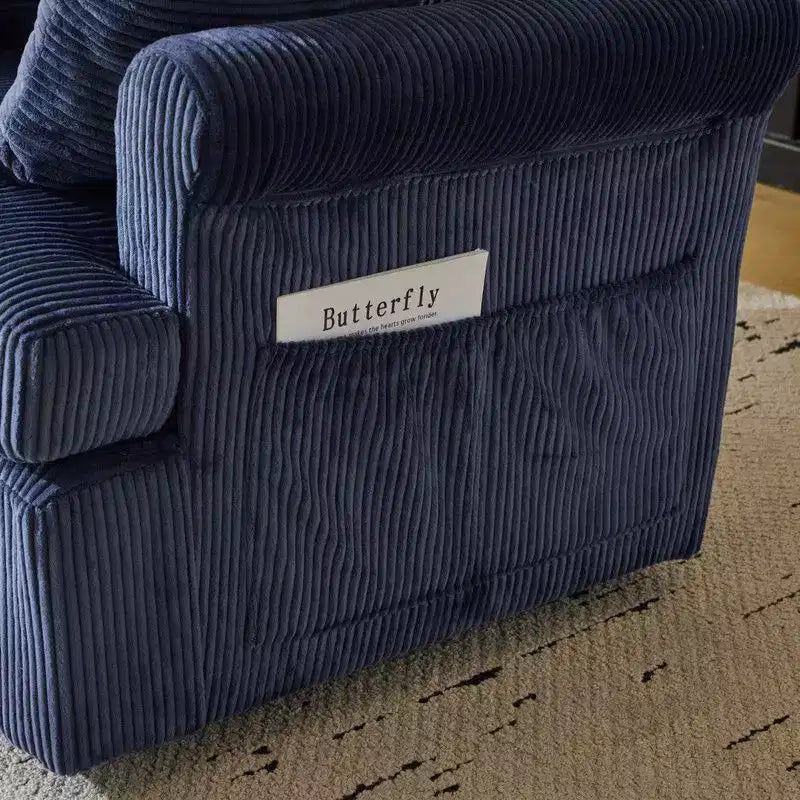 Poltrona accent girevole a barilotto Karl Home in velluto a coste beige per soggiorno