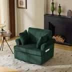 Poltrona accent girevole a barilotto Karl Home in velluto a coste beige per soggiorno