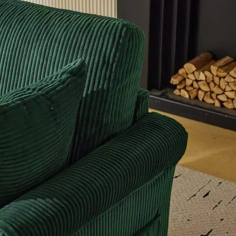 Poltrona accent girevole a barilotto Karl Home in velluto a coste beige per soggiorno