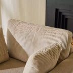 Poltrona accent girevole a barilotto Karl Home in velluto a coste beige per soggiorno