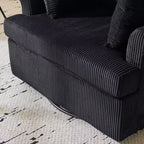 Poltrona accent girevole a barilotto Karl Home in velluto a coste beige per soggiorno