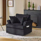 Poltrona accent girevole a barilotto Karl Home in velluto a coste beige per soggiorno